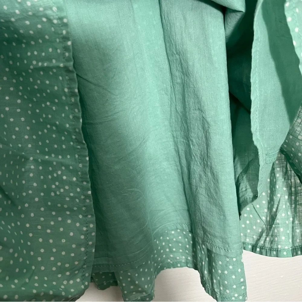 NWT LOFT Babydoll Cottage Core Green Square Neckline Puff Sleeve Green Top